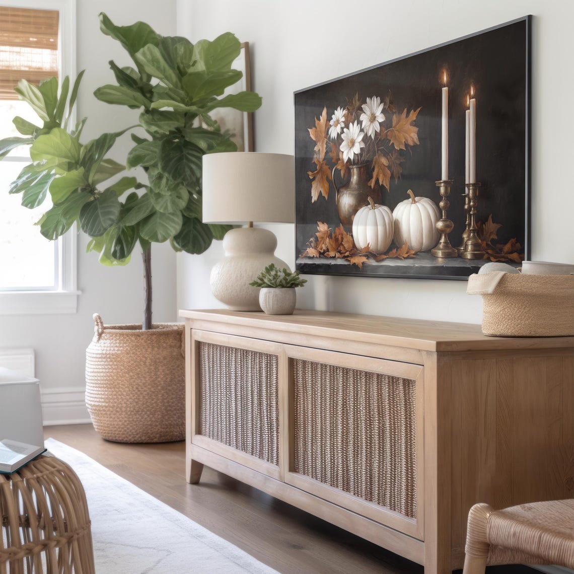 Fall Frame Tv Art Moody Pumpkins Oil Painting Autumn Leaves Thanksgiving Tv Art Dark Aesthetic Decor Autumn Floral Tv288 - Image 3