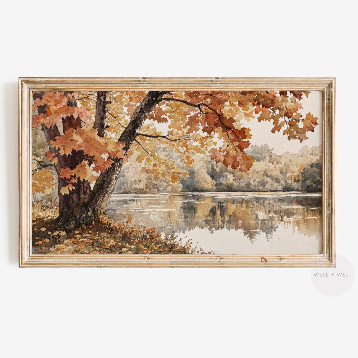 Autumn Maple Tree Art Print, Vintage Fall Landscape