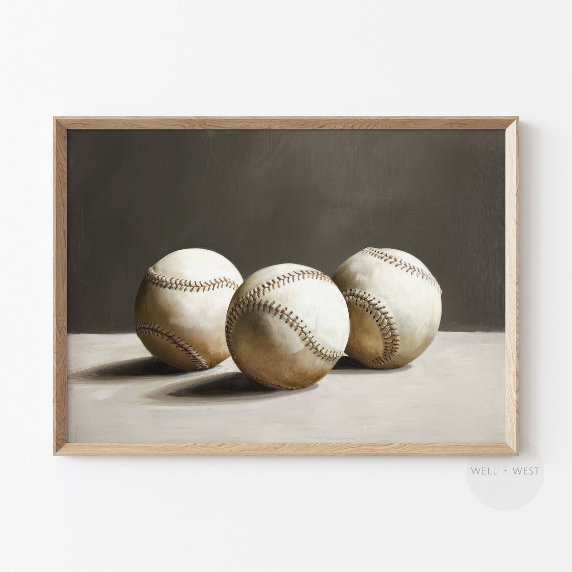 Moody Baseball Vintage Oil Painting Art Print - Image 2