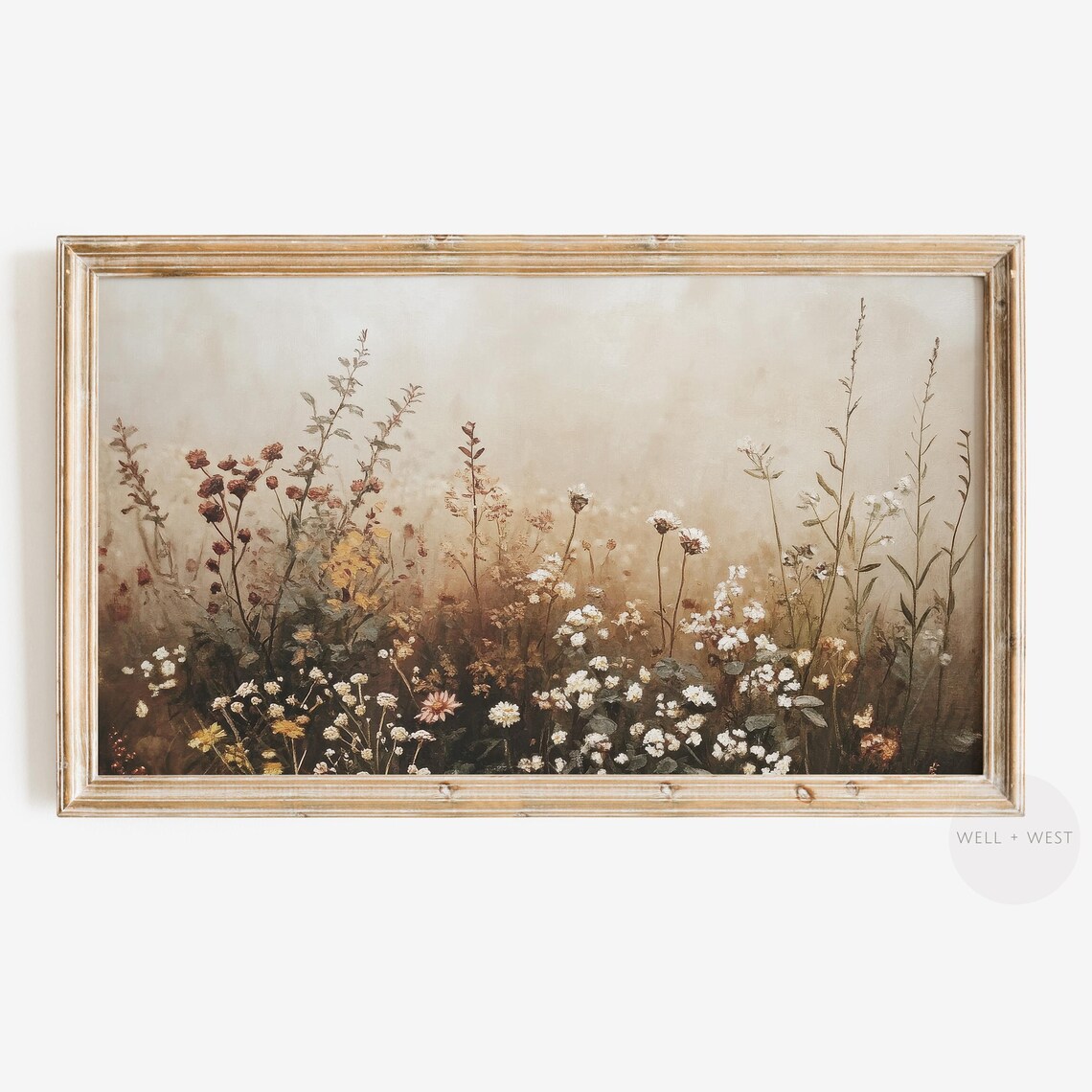 Fall Wildflowers Vintage Style Autumn Landscape Art Print