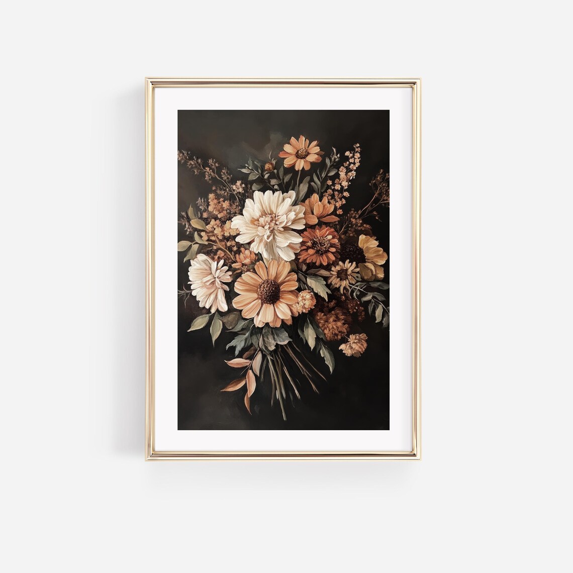 Vintage Fall Floral Bouquet, Moody Botanical Art Print - Image 3