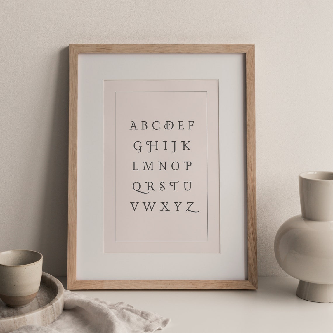 Vintage Blush Alphabet Nursery Wall Art Baby Girl Room ABC Print - Image 2