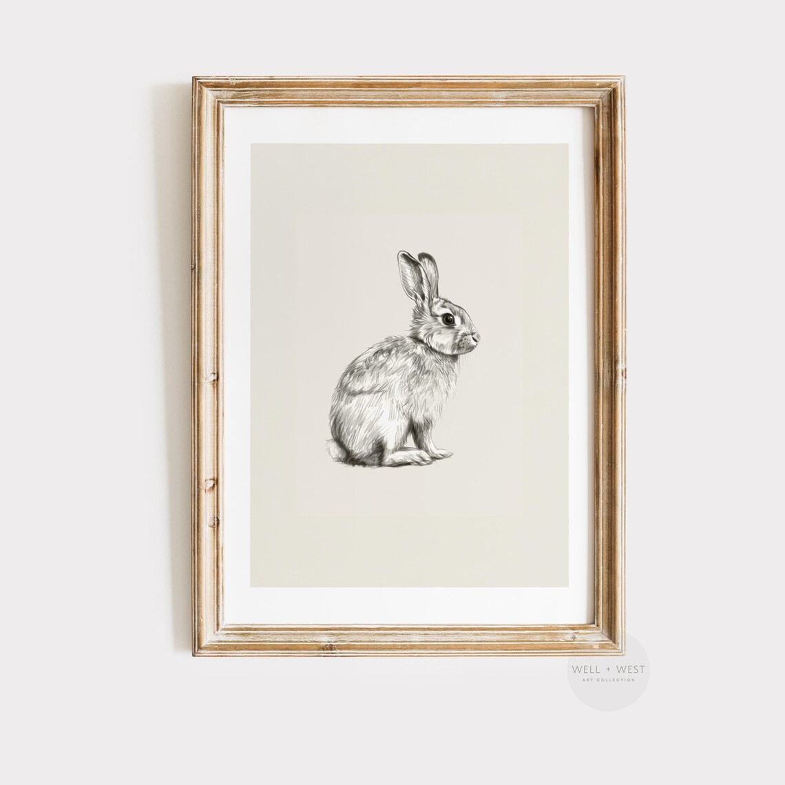 Vintage Easter Bunny Rabbit Sketch Art Print