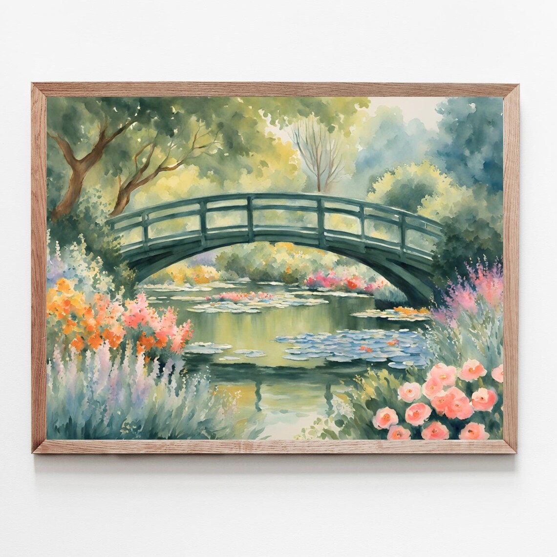 Monet Garden Print, Bridge Over Water Lilies