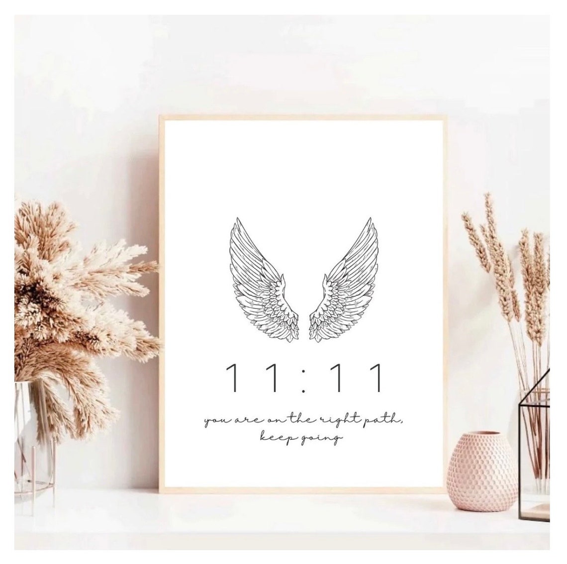 1111 Angel Wings Minimalist Spiritual Quote Keep Going Wall Art - Image 2