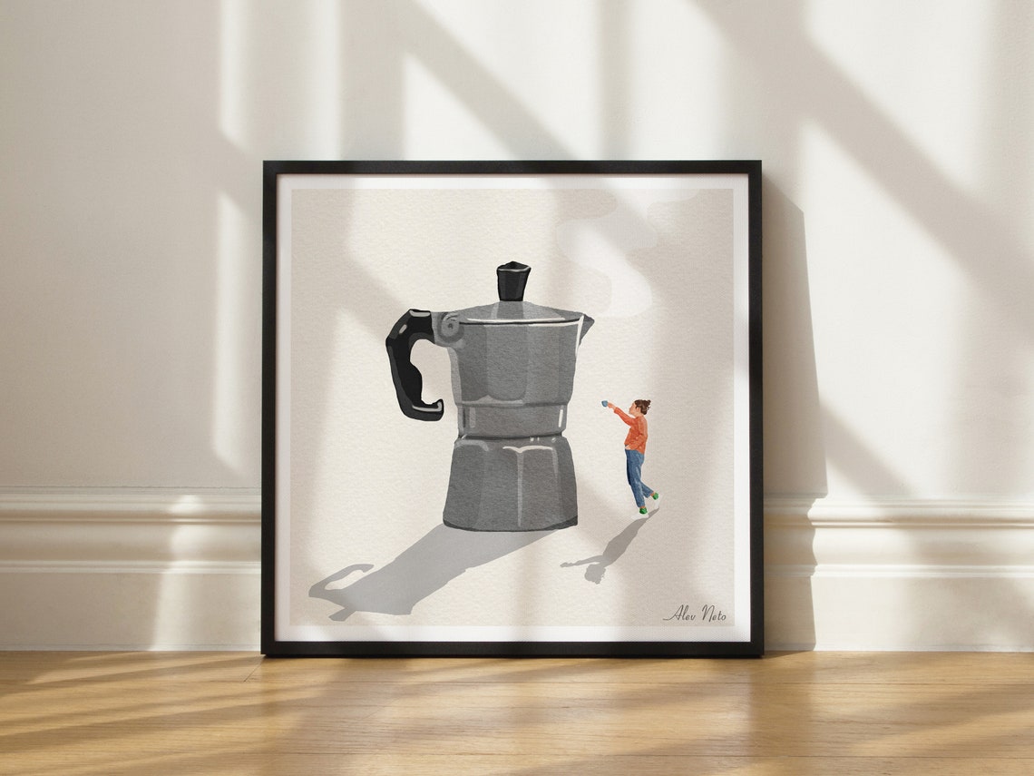 Giant Moka Pot Espresso Maker Surreal Morning Coffee Art Poster - Image 2