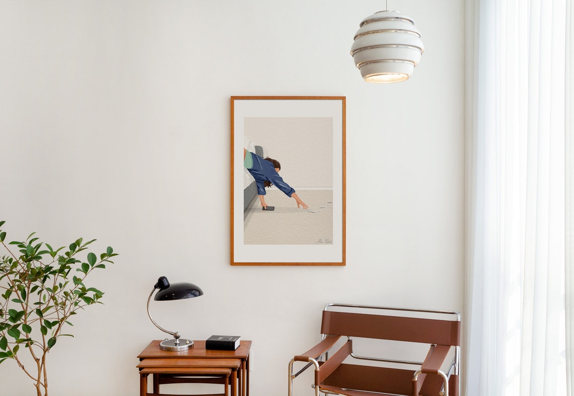 Woman Reaching for Her Phone From Bed in a Funny Sleepy Poster - Image 4