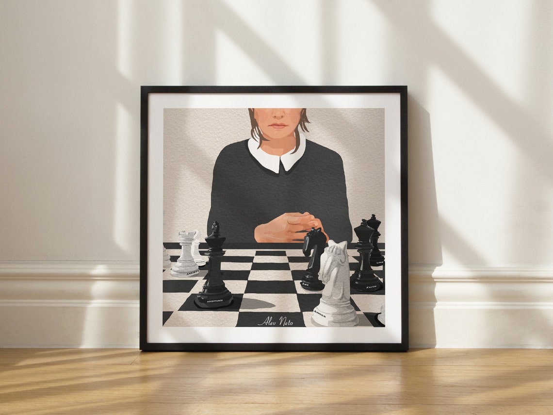 Emotional Chess Mindfulness Acceptance and Anxiety Art Poster - Image 3
