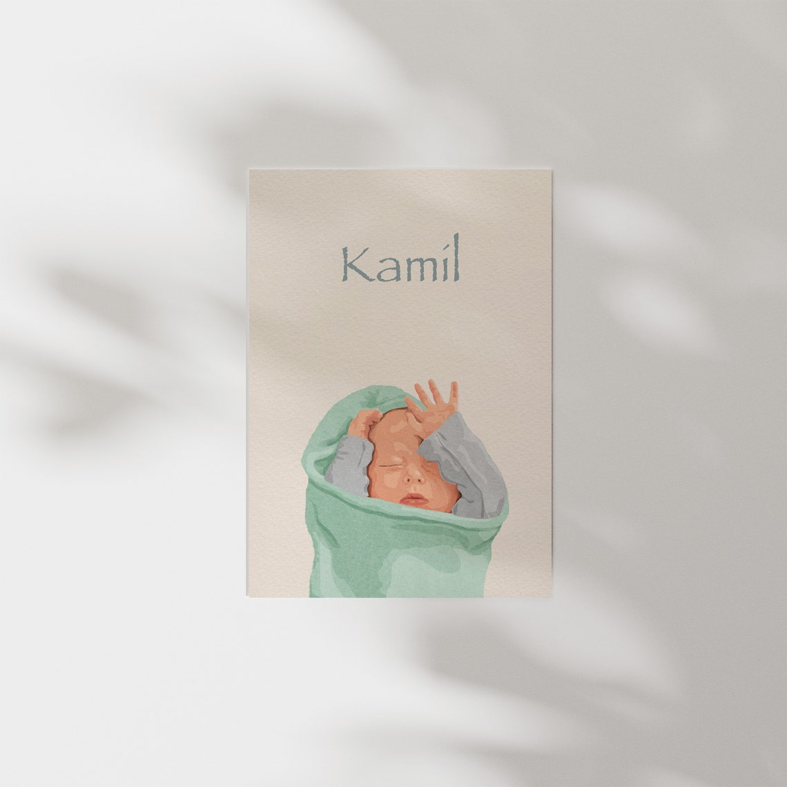 Personalized Newborn Portrait Birth Announcement Card Gift Print - Image 2
