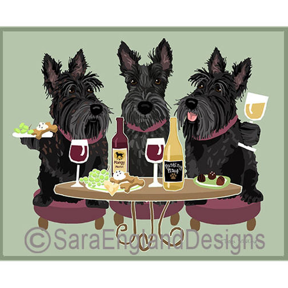 Scottish Terrier, Wineing Dog Art Print