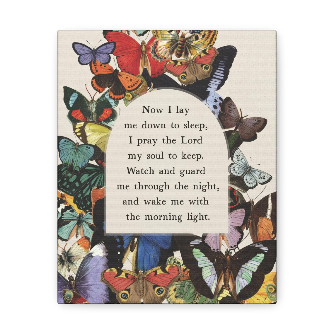 Now I Lay Me Down To Sleep Prayer Butterfly Border Canvas Poster - Image 3