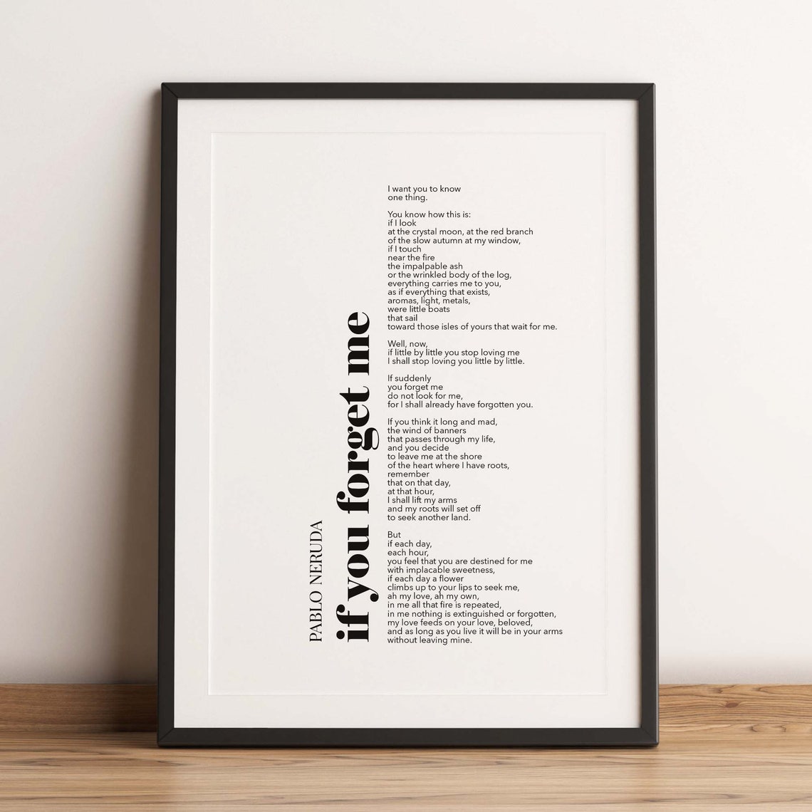 Pablo Neruda If You Forget Me Love Poem Minimalist Typography Poster - Image 2