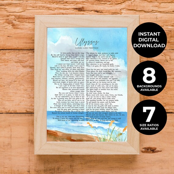 Alfred Lord Tennyson Ulysses Poem Watercolor Seaside Minimalist Poster