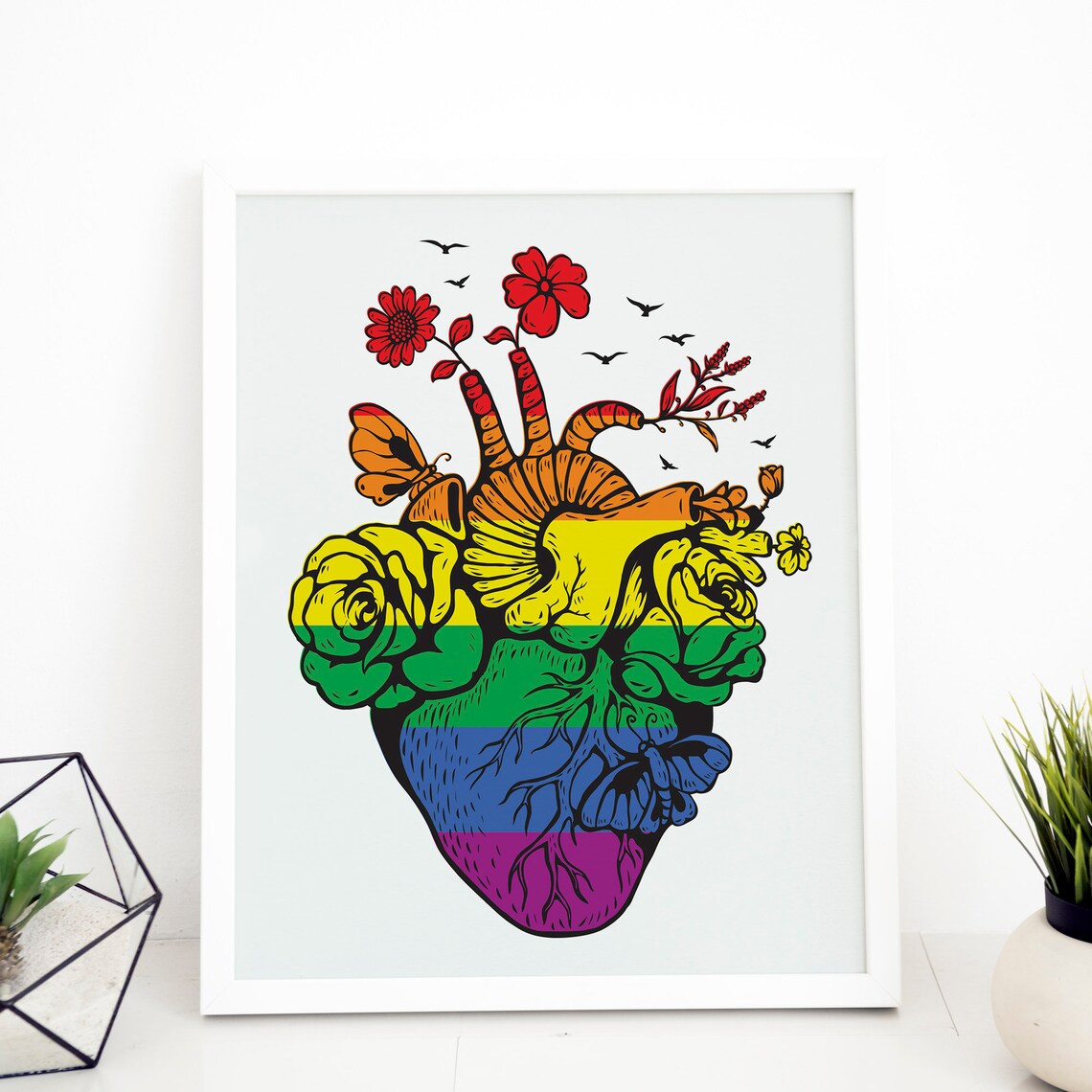 Gay Pride Heart Rainbow Flag, LGBTQ Art Print