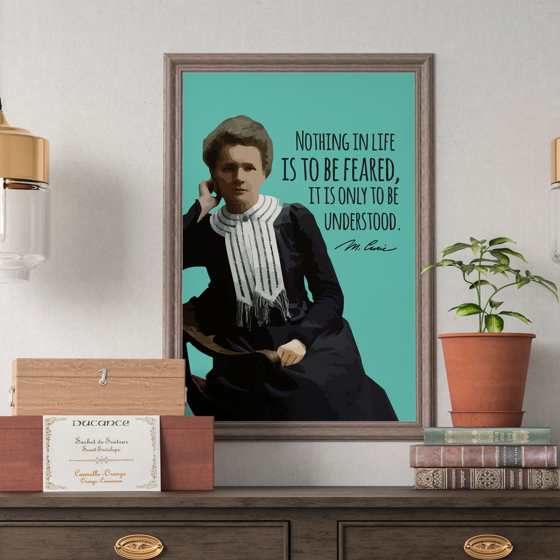 Marie Curie Nothing Is To Be Feared Quote Teal Science Sheroes Poster - Image 2