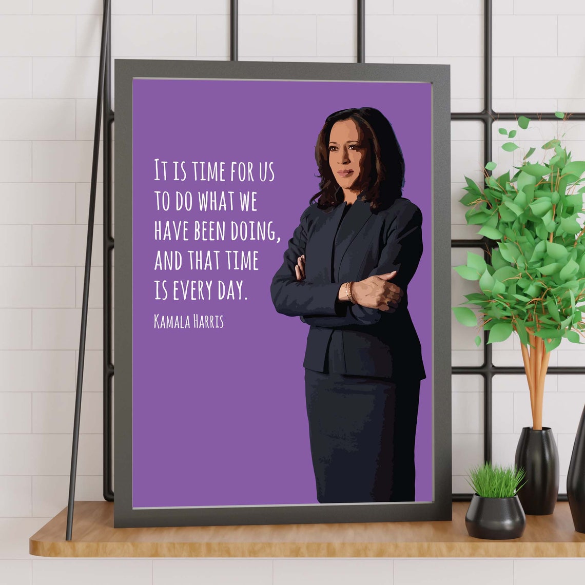 Kamala Harris That Time Is Every Day Quote Purple Portrait Poster - Image 2