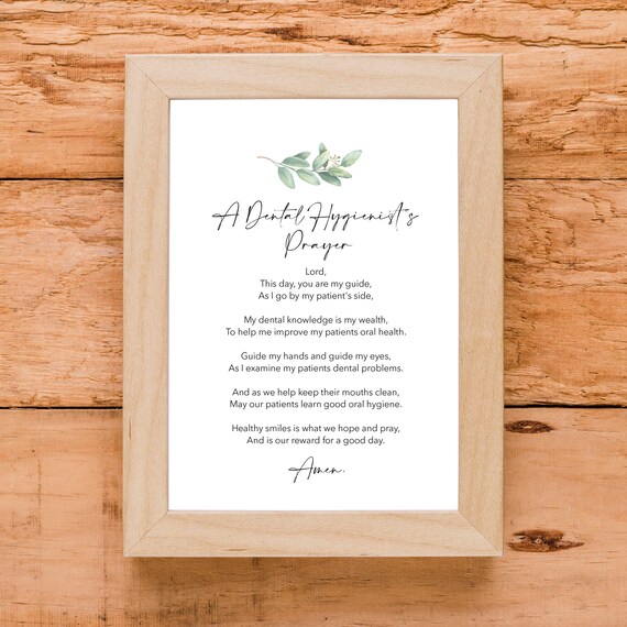 Dental Hygenists Prayer Gift Inspiration Wall Art Minimalist Print Frontliner Physical Print No Frame Included