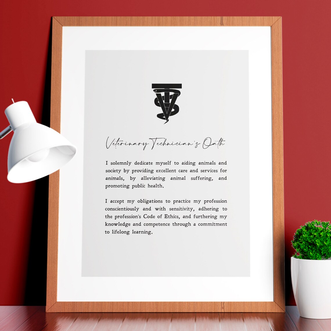 Veterinary Technicians Oath, Minimalist Vet Tech Art Print