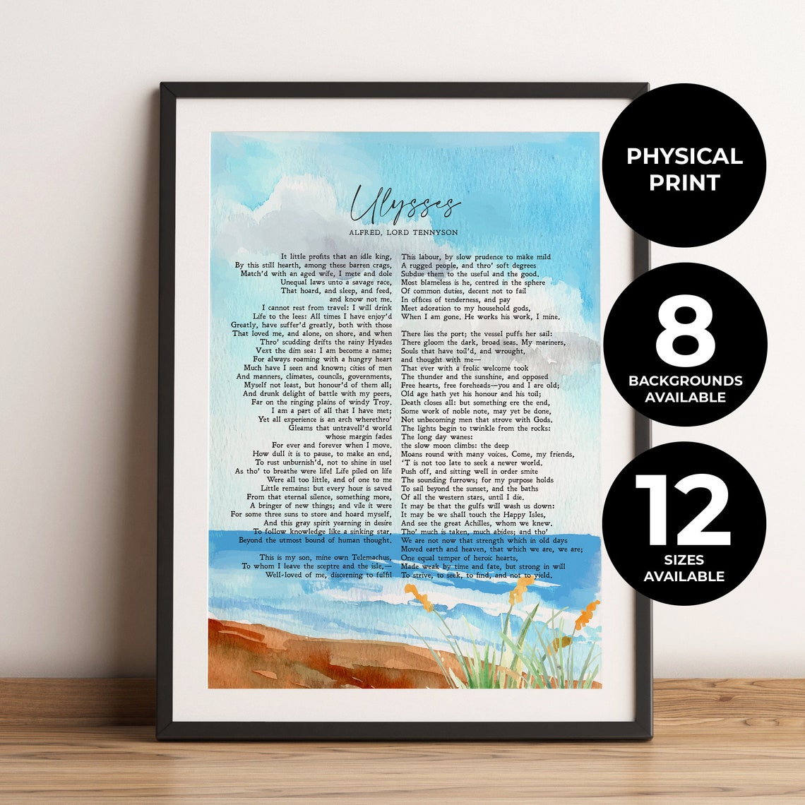 Ulysses Alfred Lord Tennyson Poem Watercolor Ocean Print Poster