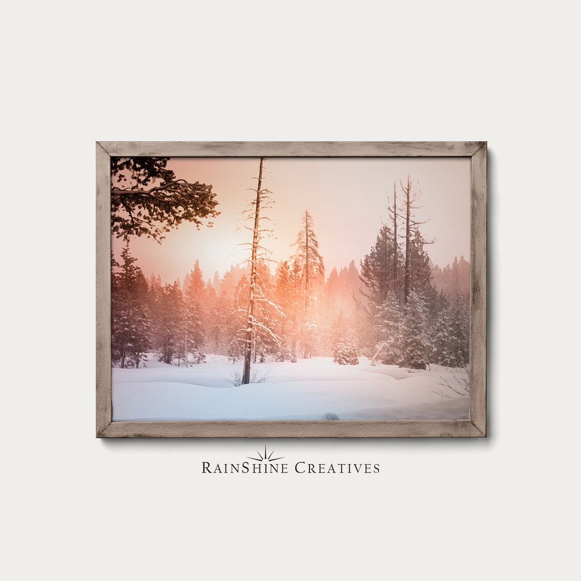 Sunrise In A Snowy Forest Oil Painting Wall Art Winter Dcor Art 33 - Image 2
