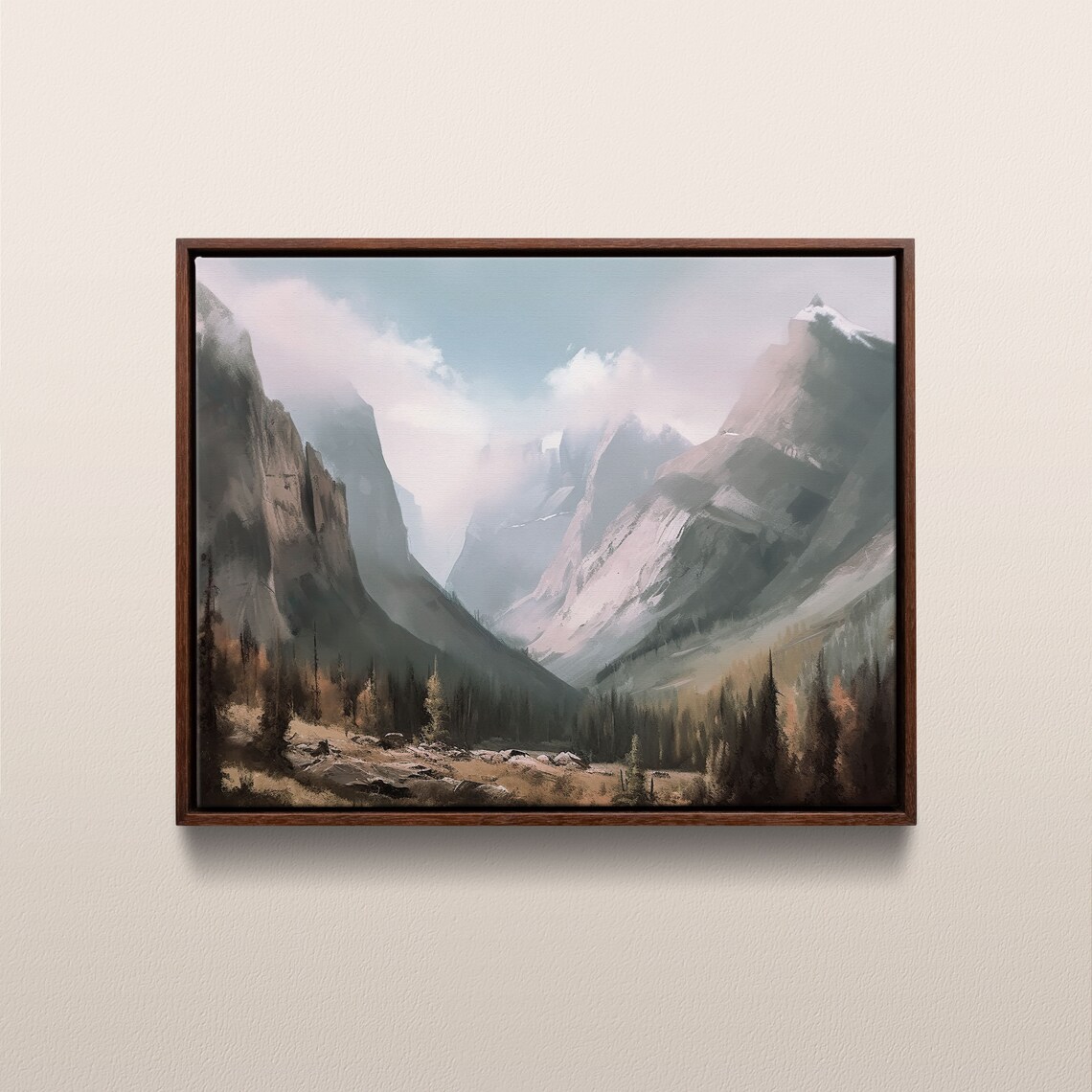 Banff National Park Vintage Oil Painting, Alberta Canada