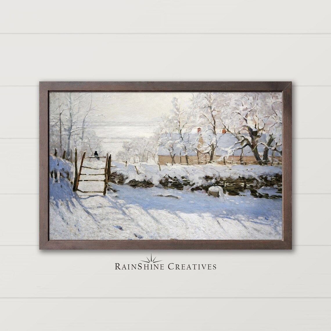 The Magpie by Claude Monet Snowy Fence Gate Classic Art Poster