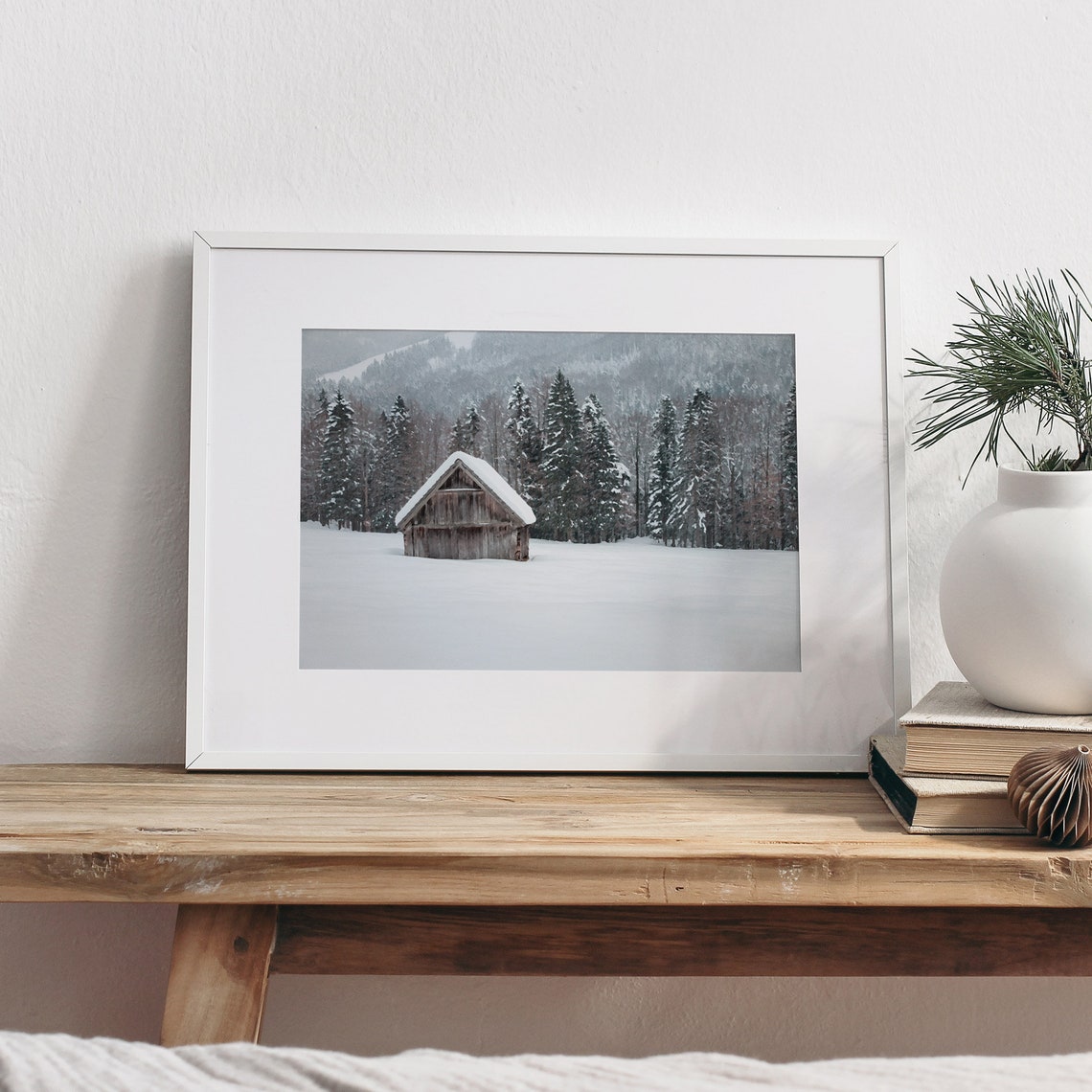Cabin In The Snowy Forest Oil Painting Wall Art Winter Dcor Art 35 - Image 2