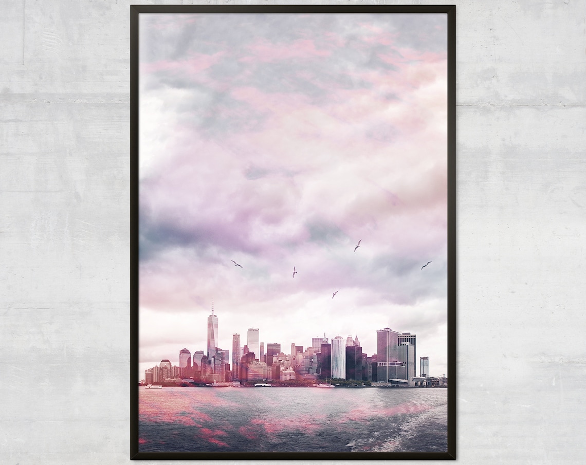 New York Skyline Travel Poster, NYC Cityscape