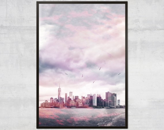 New York Skyline Travel Poster, NYC Cityscape