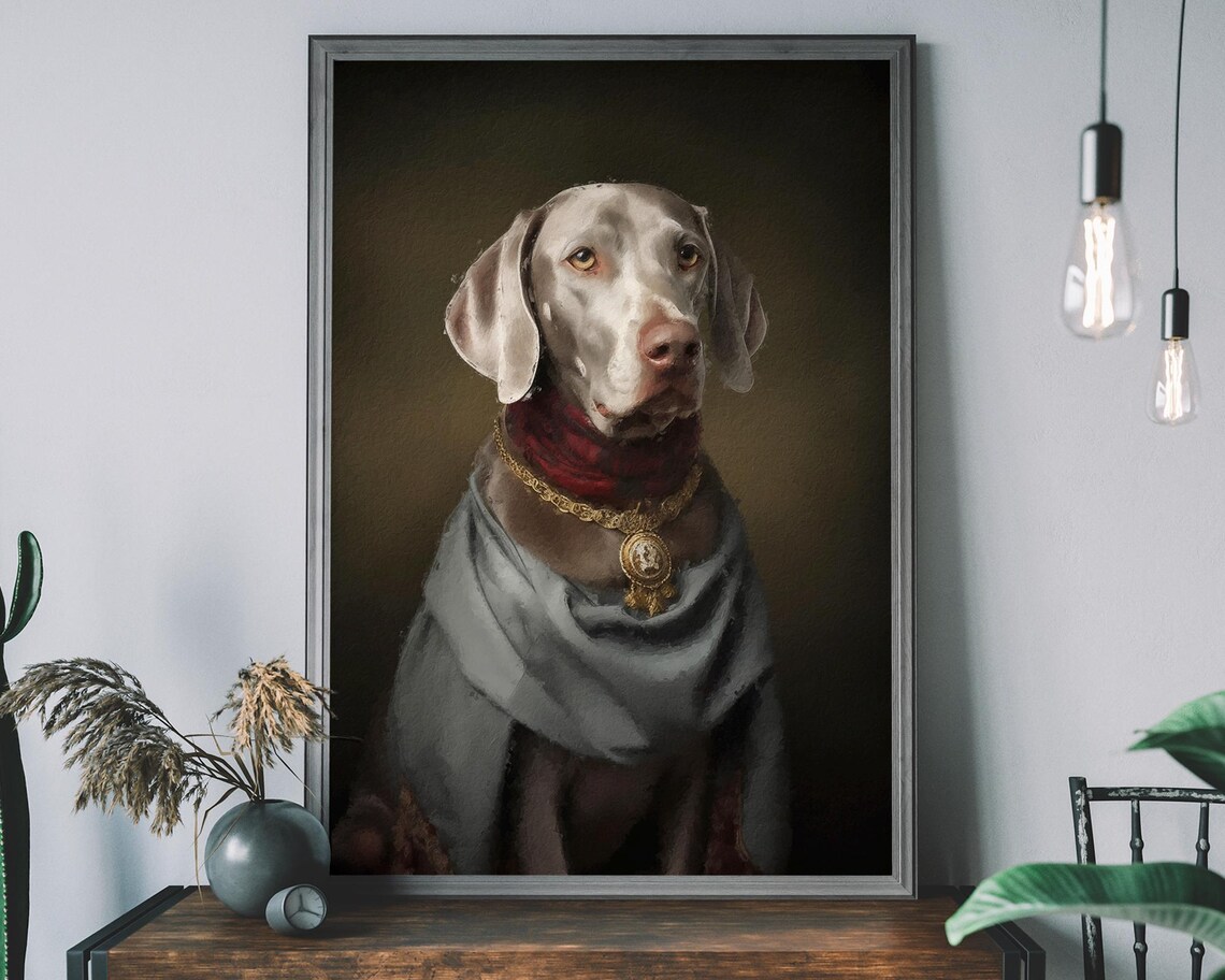 Weimaraner Dog Portrait Print, Altered Art