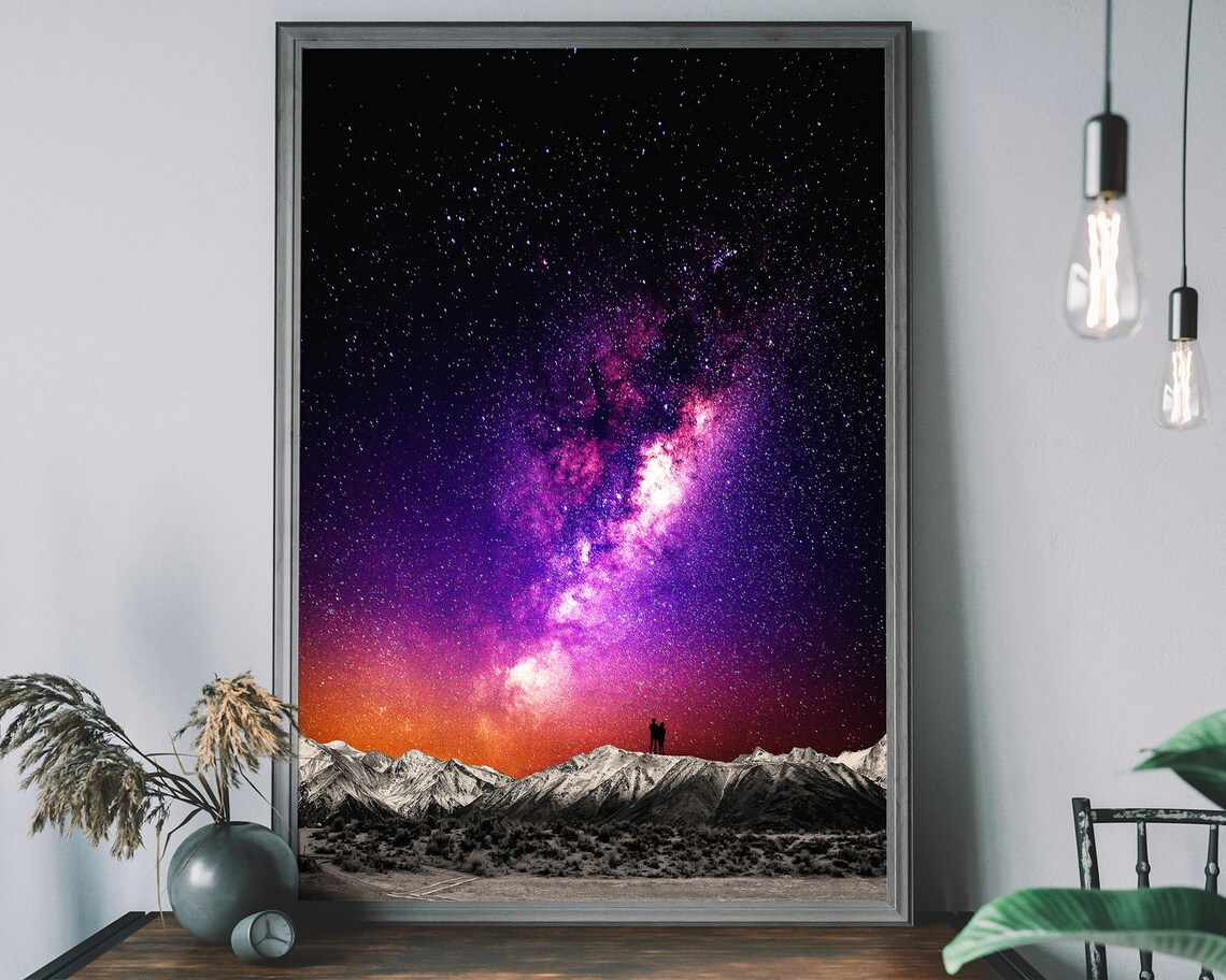 Space Print Star Gazing Art Poster, Sci-Fi Decor