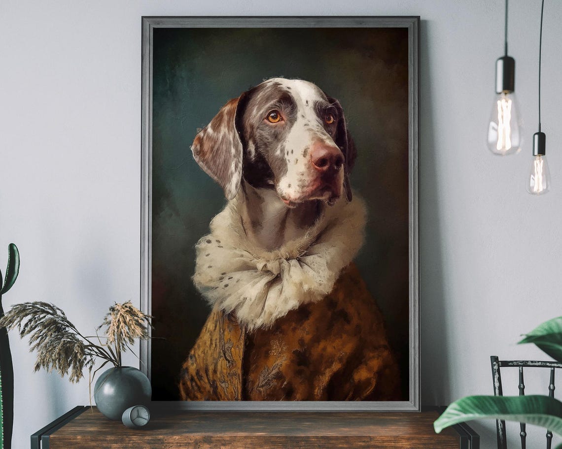 German Shorthaired Pointer Regal Fur Collar Portrait Dog Art Poster