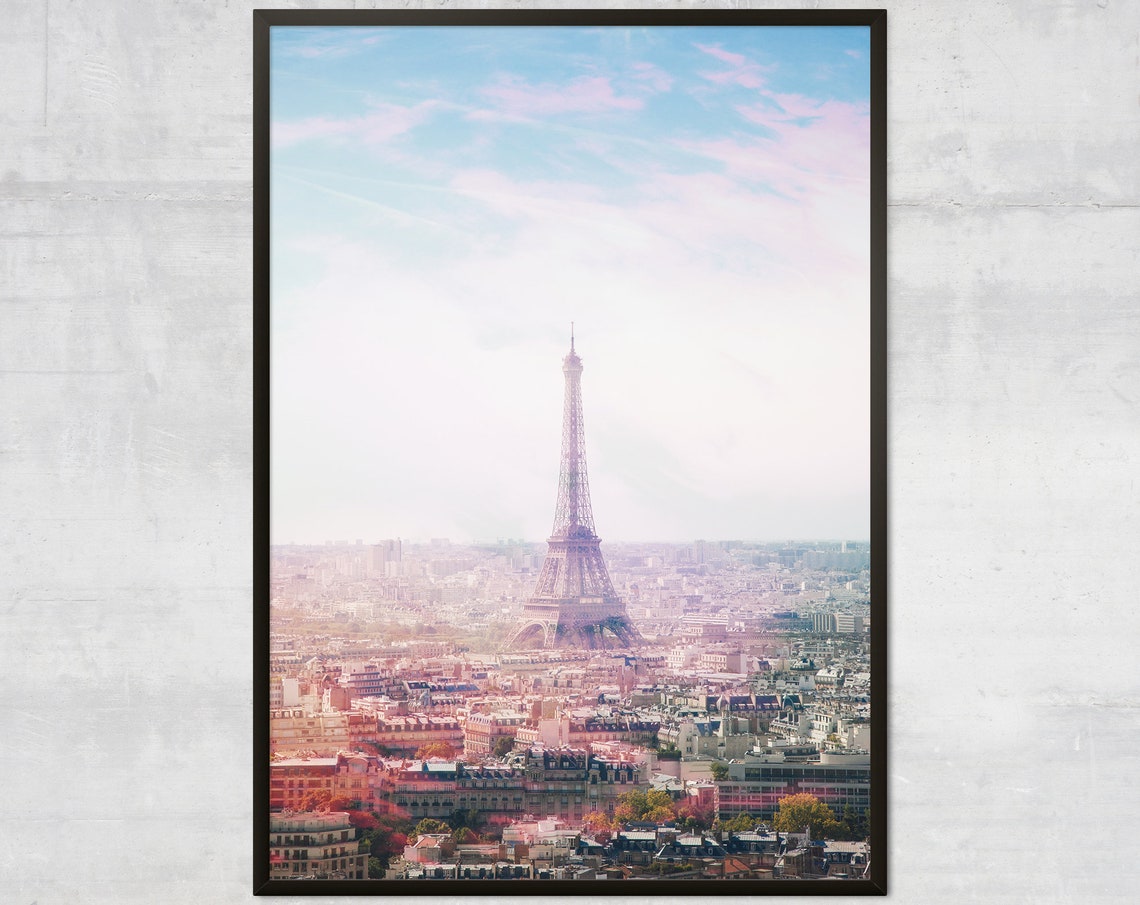 Eiffel Tower Over Paris Rooftops Pastel Dream Cityscape Poster