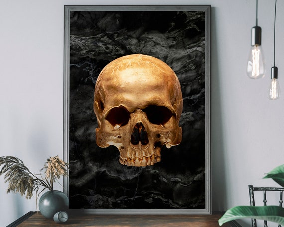 Gothic Skull Art Print, Eclectic Boho Decor