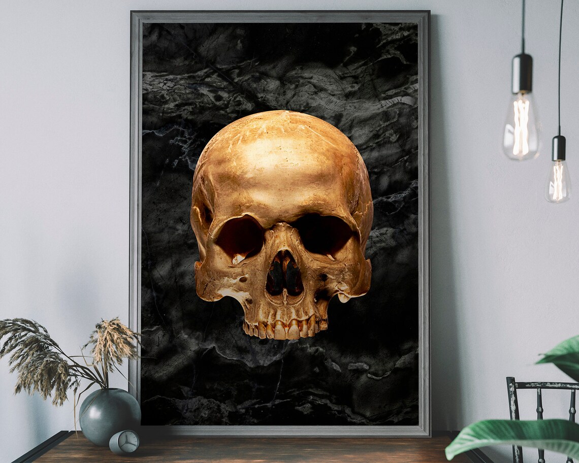 Gothic Skull Art Print, Eclectic Boho Decor