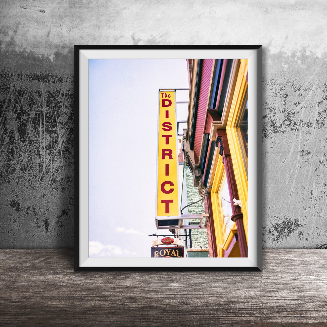 The District Yellow Blade Sign Retro Storefront Photo Poster