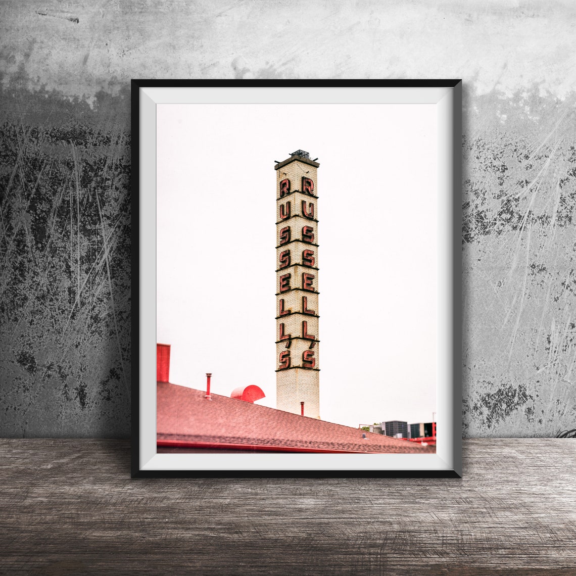 Russell's Barbecue Smokestack Sign Elmwood Park Illinois Poster