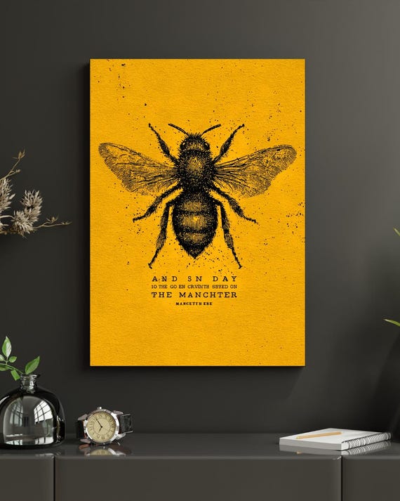 Manchester Bee Art Print City Skyline Unframed 18x24 Pngs