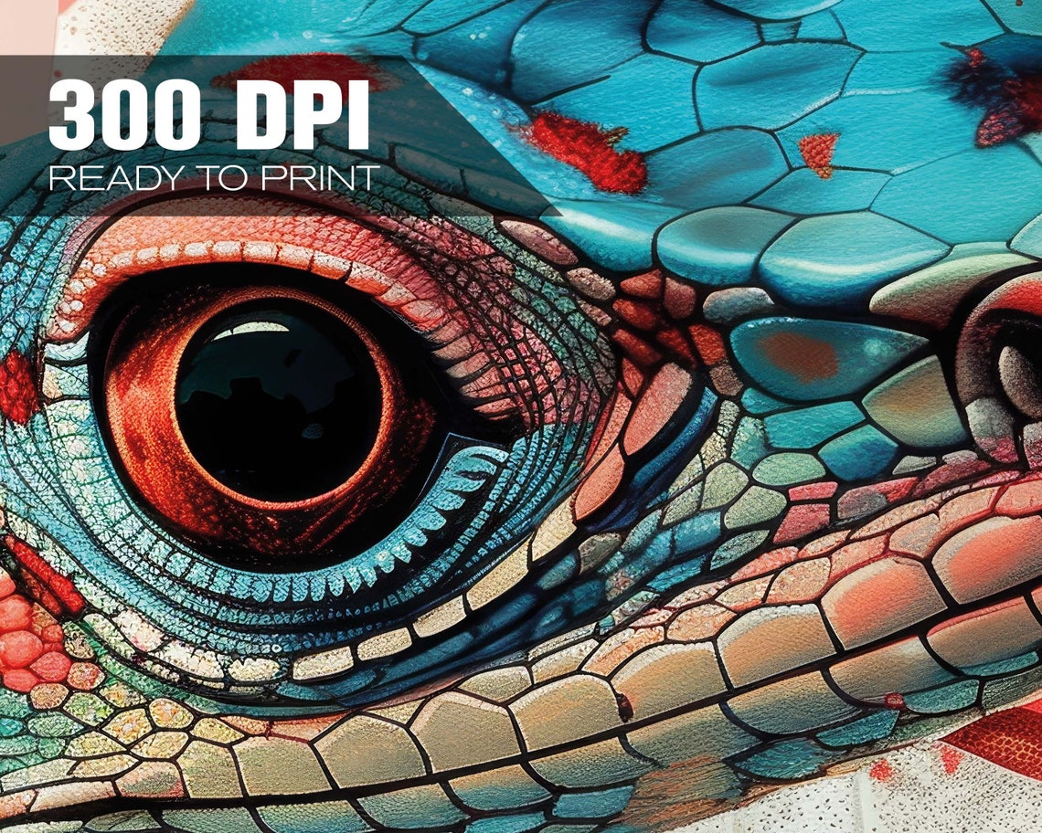 Blue Lizard Close Up Vivid Turquoise Reptile Splash Wall Art Poster - Image 4