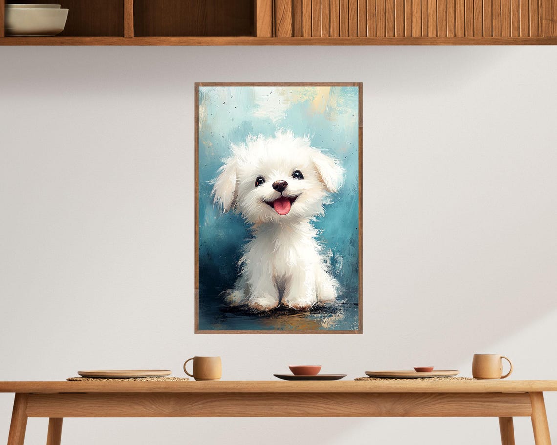 Adorable White Puppy Art Print Cute Dog Illustration Whimsical Animal Wall Art For Kids Room Or Living Room Gift For Dog Lovers - Image 4