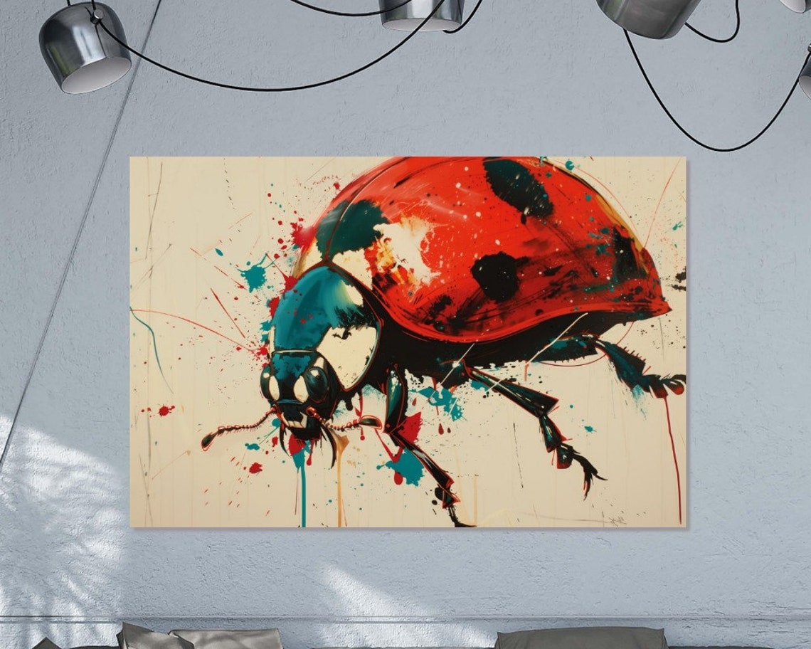 Microcosm Collection Ladybug Vibrant Art Wall Decor Poster Art Print Abstract Illustration