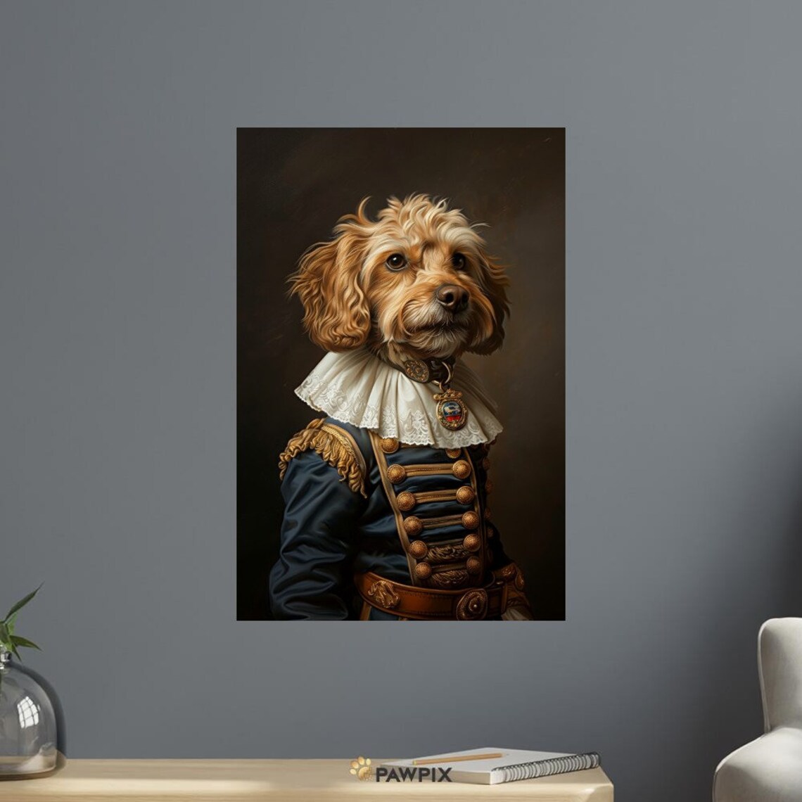 Regal Curly Dog Royal Renaissance Portrait Aristocratic Pet Print - Image 2
