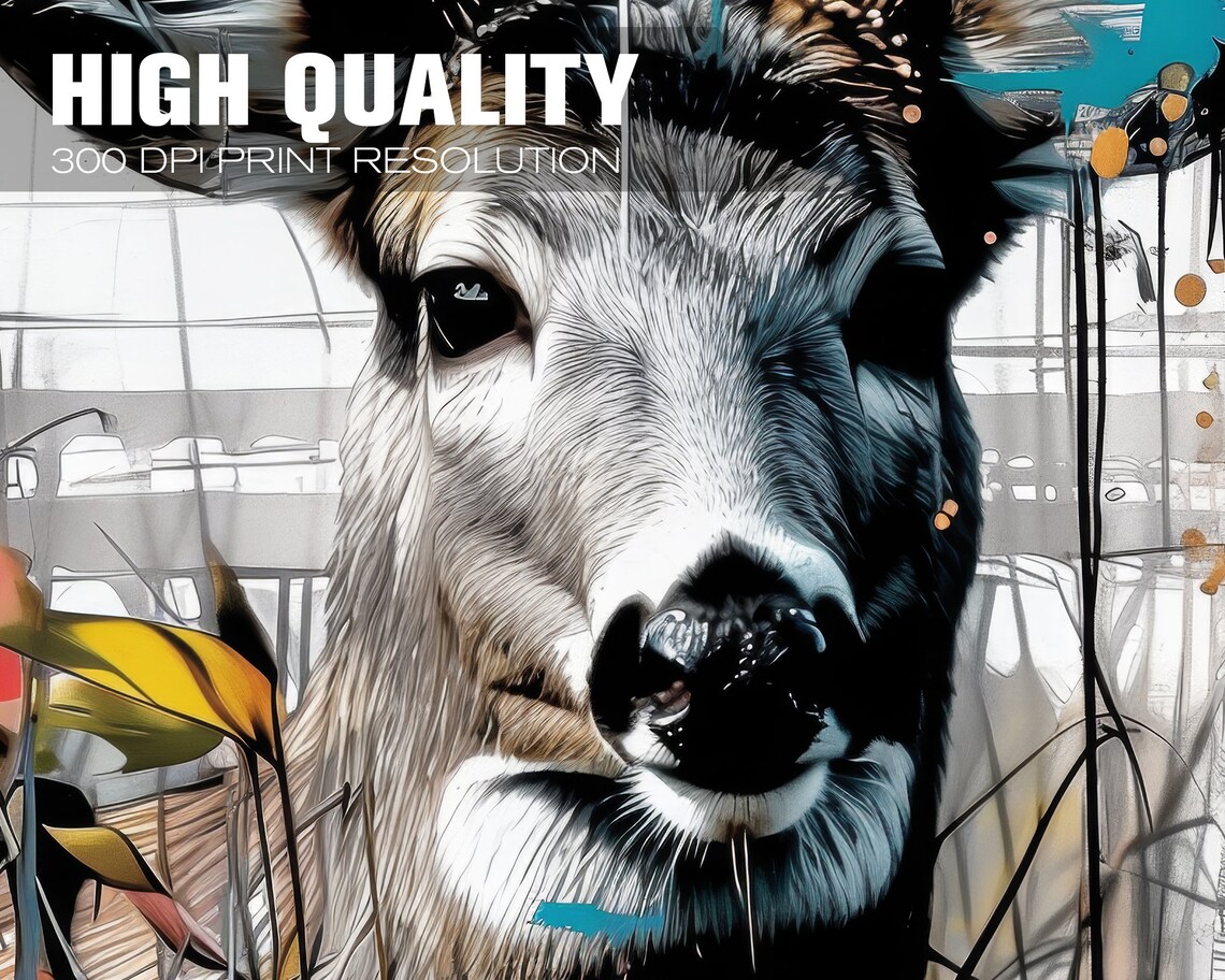 Graffiti Style Deer Stag Portrait Urban Street Art Wildlife Poster - Image 4