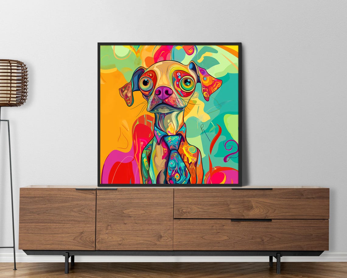 Colorful Abstract Dog In Tie Pop Art Vibrant Happy Puppy Poster - Image 5