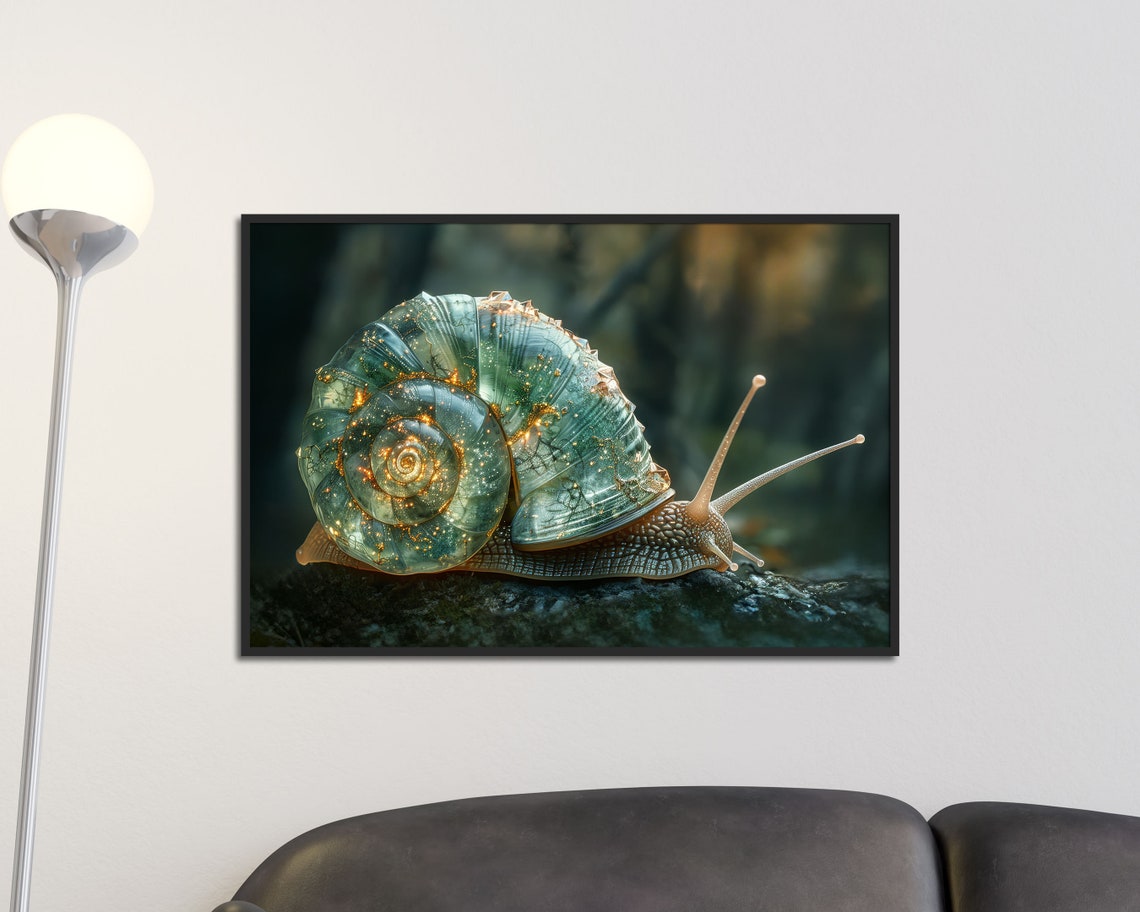 Mystical Snail Iridescent Crystal Shell Magical Nature Art Poster - Image 2