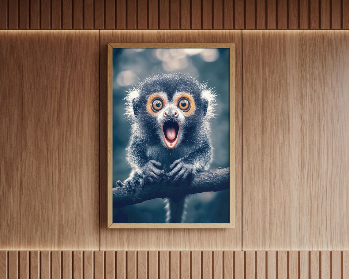 Surprised Baby Monkey Marmoset Open Mouth Cute Kids Room Art Poster - Image 3