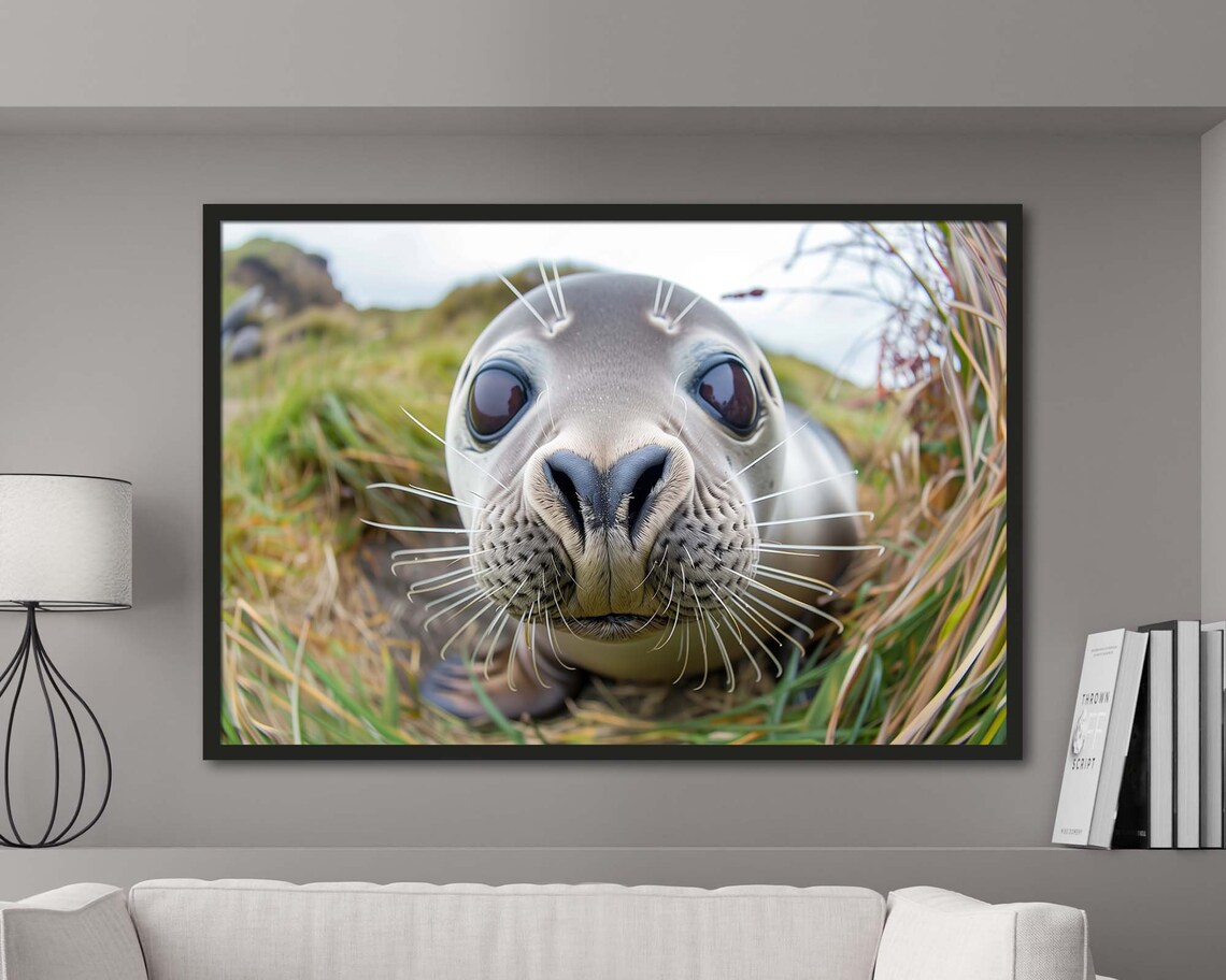 Baby Seal Pup Close Up Big Eyed Wildlife Photography Funny Face Poster