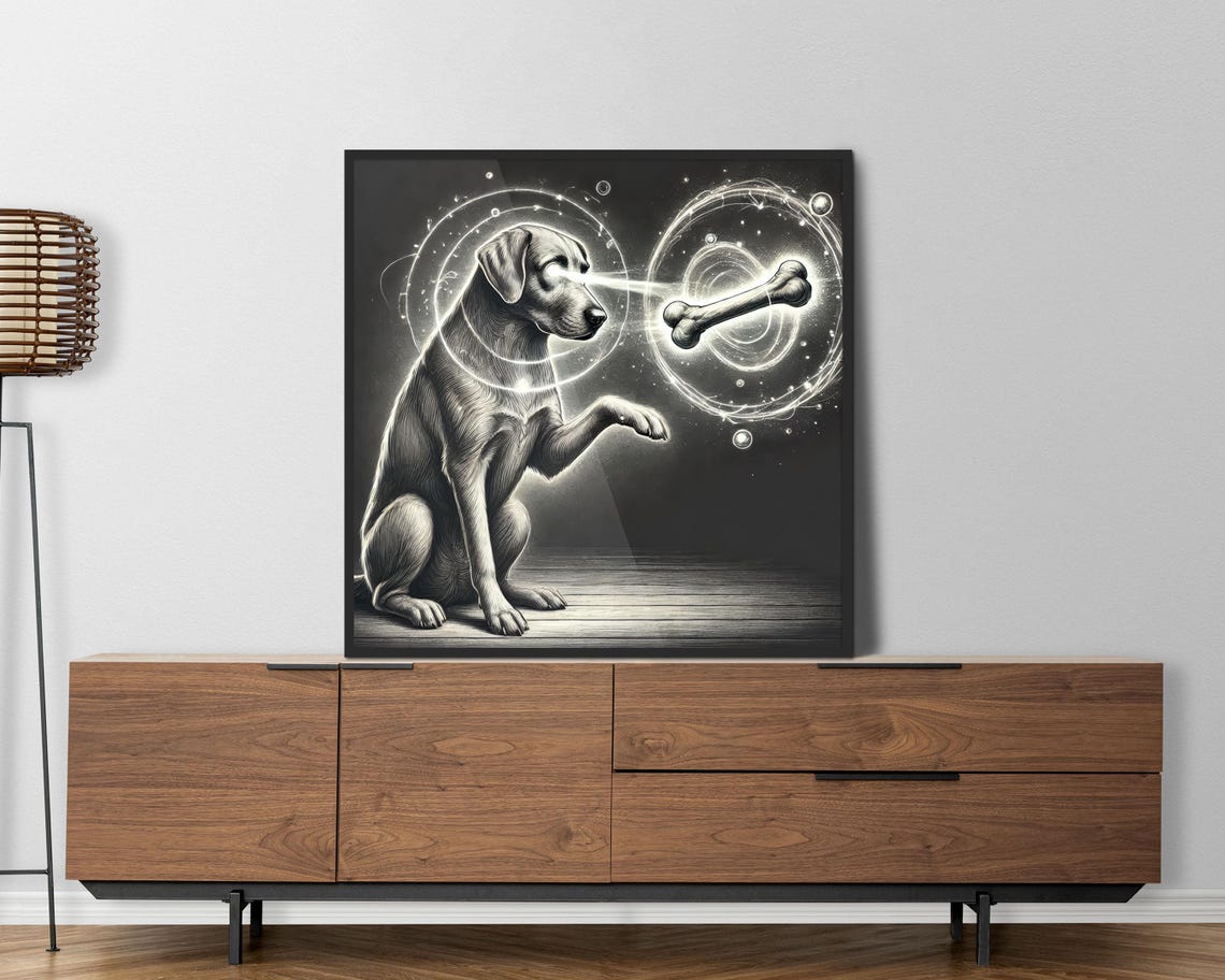 Telekinetic Labrador Levitating Bone Cosmic Sci Fi Dog Art Poster - Image 3