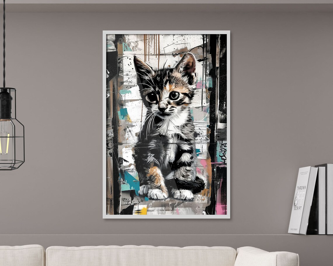 Graffiti Cat, Urban Style Abstract Illustration