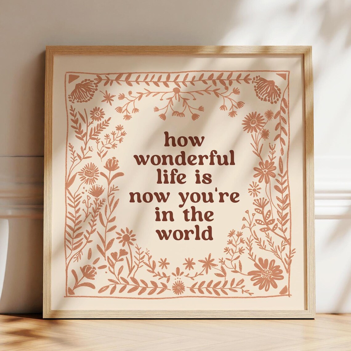 Scandinavian Floral Nursery Art Print for Girls